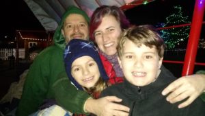Katey and family on a hayride, Christmas 2015