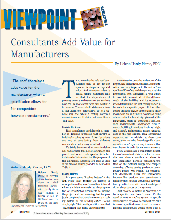 2005 10 Viewpoint Value For Manuf. | IIBEC
