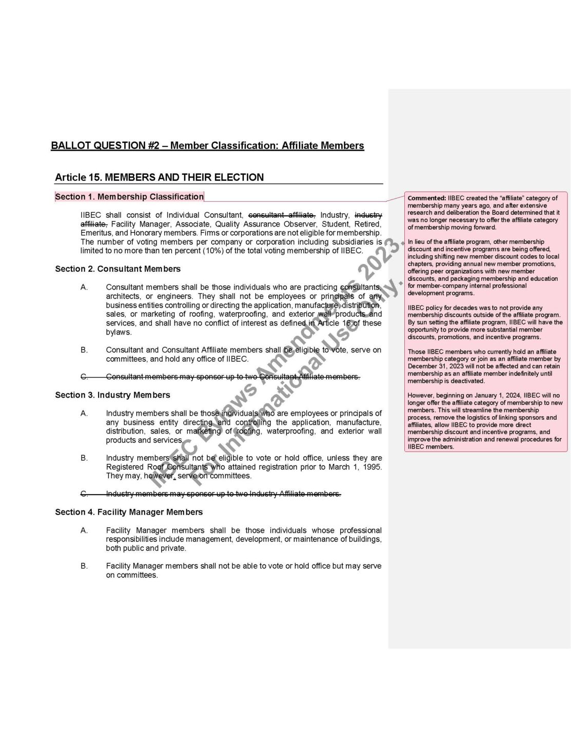 2023 10 18 Draft Revisions To IIBEC Bylaws Strike And Replace Ballot Q2 ...