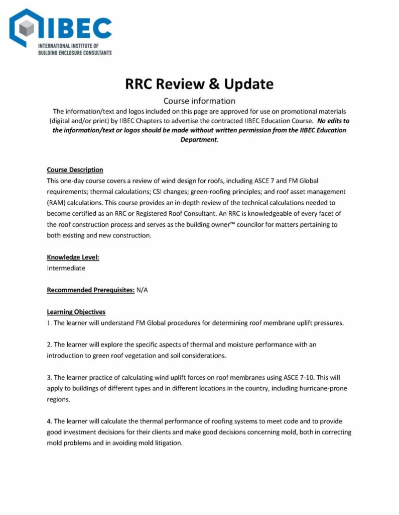 Rule Update Rrc RRC Review And Update.Course Info And Credit Language Page 1 | IIBEC
