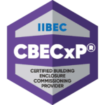 Purple and silver hexagonal badge for IIBEC's CBECxP credential.