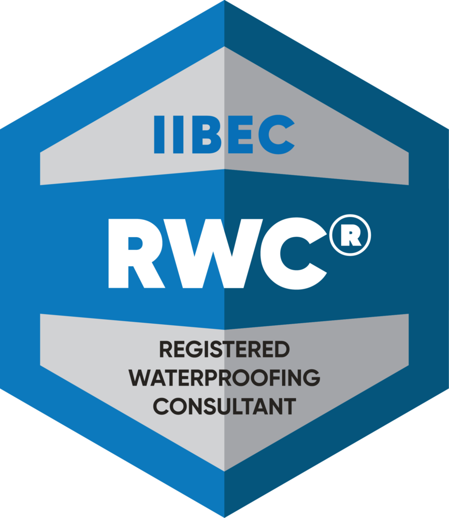 Blue IIBEC Registered Waterproofing Consultant (RWC) badge.