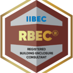 Brown and gold hexagonal badge for IIBEC's RBEC credential.