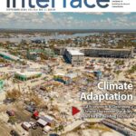 IIBEC Interface cover showing damage at the coast representative of climate adaptation.