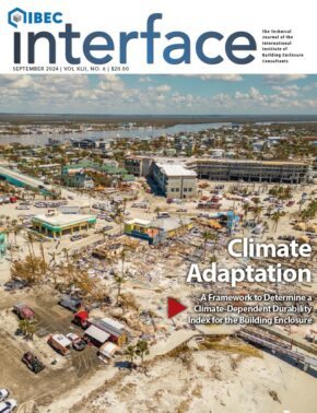 IIBEC Interface cover showing damage at the coast representative of climate adaptation.