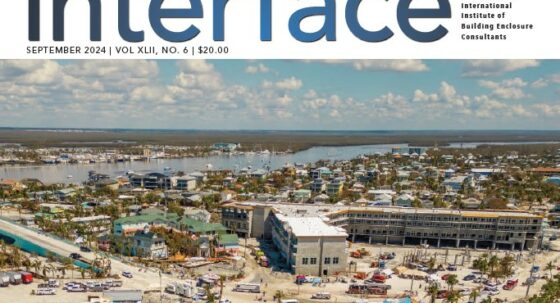 IIBEC Interface cover showing damage at the coast representative of climate adaptation.