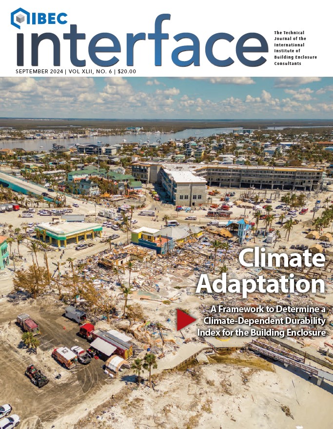 IIBEC Interface cover showing damage at the coast representative of climate adaptation.