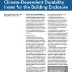 Blue and white cover page for article entitled, "A Framework to Determine a Climate-Dependent Durability Index for the Building Enclosure."