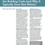 Teal and white cover page for article entitled, "Why All Shingle Roofs Violate the Building Code (and Why It Typically Does Not Matter).