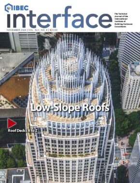 Cover page of November IIBEC Interface showing a low slope roof.