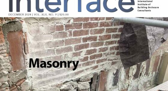Cover of IIBEC Interface showing masonry wall.