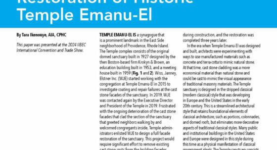 Cover page of IIBEC Interface article entitled, Restoration of Historic Temple Emanu-El