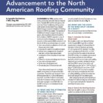Navy blue and white cover page of IIBEC Interface article entitled, "Three Decades of Scientific Advancement to the North American Roofing Community.".
