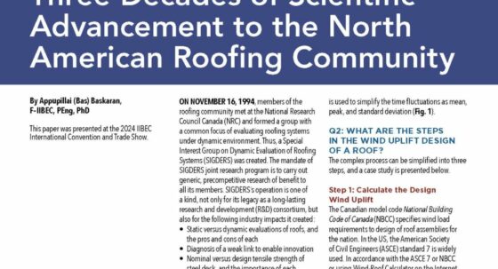 Navy blue and white cover page of IIBEC Interface article entitled, 