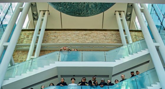 Students standing on stairs during 2025 RCI Foundation Canada sponsored field trip to Vanier College.