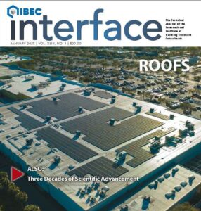 January 2025 IIBEC Interface cover showing top of flat roof.
