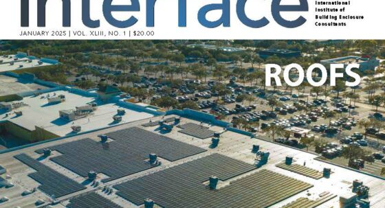 January 2025 IIBEC Interface cover showing top of flat roof.