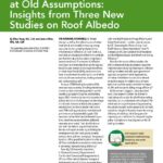 Green and white cover page of IIBEC Interface article entitled, "An Updated Holistic Look at Old Assuptions: Insights from Three New Studies on Roof Albedo.".