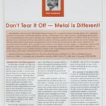 Cover page of article, "Don't Tear it Off - Metal is Different!".