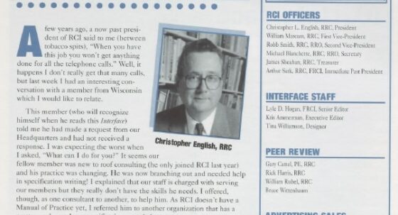 Cover page of IIBEC President's Message.