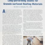 Cover page of article, "Guidelines for Achieving Long-performing Seams for Granule-surfaced Roofing Materials".