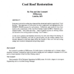 White cover page of article, "Cool Roof Restoration".