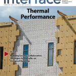 Cover of February IIBEC Interface showing a retrofit building, entitled, "Thermal Performance".