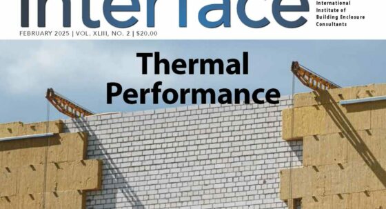 Cover of February IIBEC Interface showing a retrofit building, entitled, 