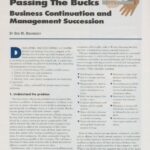 Cover page of IIBEC article, "Passing the Buck: Business Continuation and Management Succession".