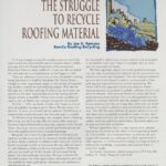 Cover page of article, "The Struggle to Recycle Roofing Material".