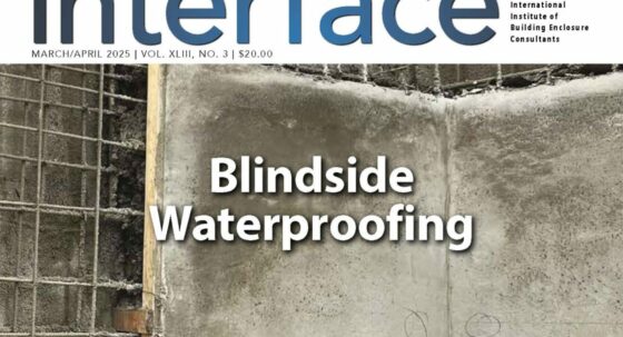 Cover page of March/April IIBEC Interface showing blindside waterproofing example.