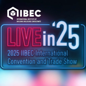 Red and blue neon logo for 2025 IIBEC Convention and Trade Show.