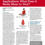 Red and white cover page of article, "Self-Adhered Membrane Applications: What does it Really Mean to Stick?".