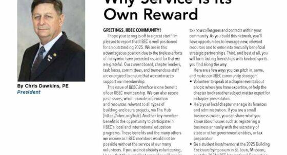 Cover page of May/June 2025 IIBEC President's Message.