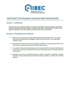 Cover of IIBEC Antitrust Compliance Policies and Procedures.