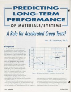 Cover page of IIBEC article, "Predicting Long-Term Performance: A Role for Accelerated Creep Tests".