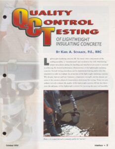 Cover page of IIBEC Interface article, "Quality Control Testing of Lightweight Insulating Concrete".