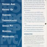 Cover page of IIBEC Interface article, "Comparative Testing and Rating of Thirteen Thermoplastic Single Ply Roofing Membranes".