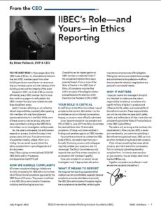 Cover of IIBEC Interface, From the CEO: IIBEC's Role-and Yours-in Ethics Reporting.