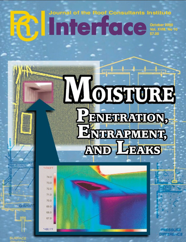 Cover of October 2000 IIBEC Interface, theme of Moisture - Penetration, Entrapment, and Leaks.