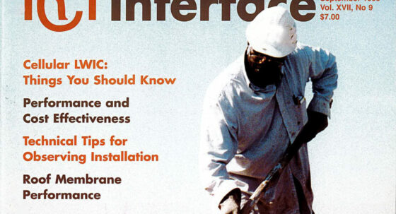 Cover of September 1999 IIBEC Interface, theme of Lightweight Insulating Concrete Roof Decks.