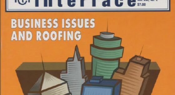Cover of February 1998 IIBEC Interface, theme of Business Issues and Roofing.
