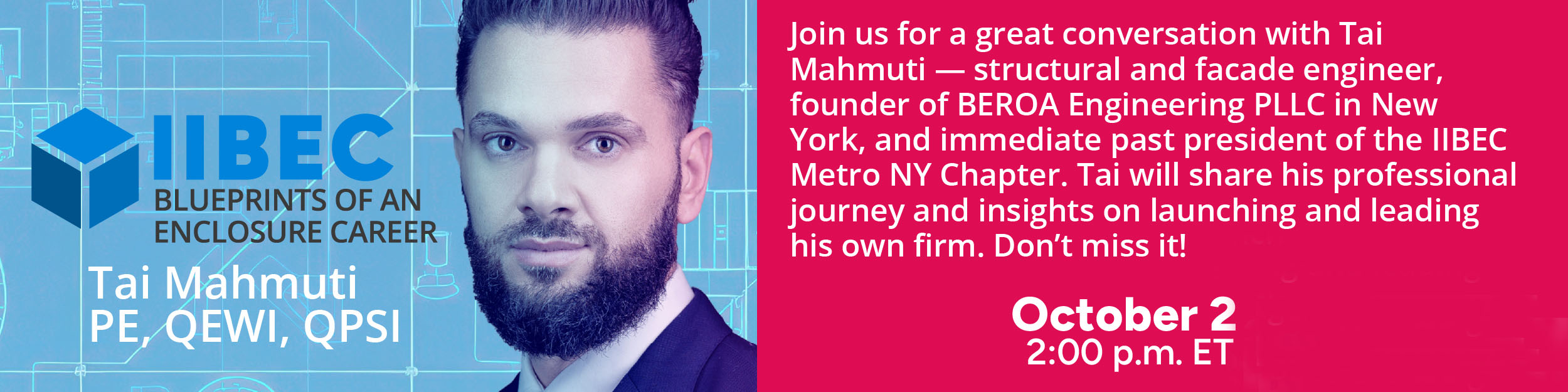 Banner for Blueprints of an Enclosure Career featuring Tai Mahmuti.