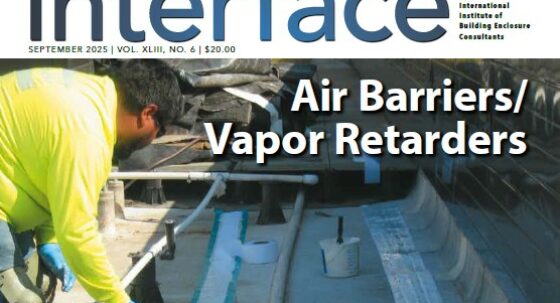 Cover of September 2025 IIBEC Interface, theme of Air Barriers/Vapor Retarders.