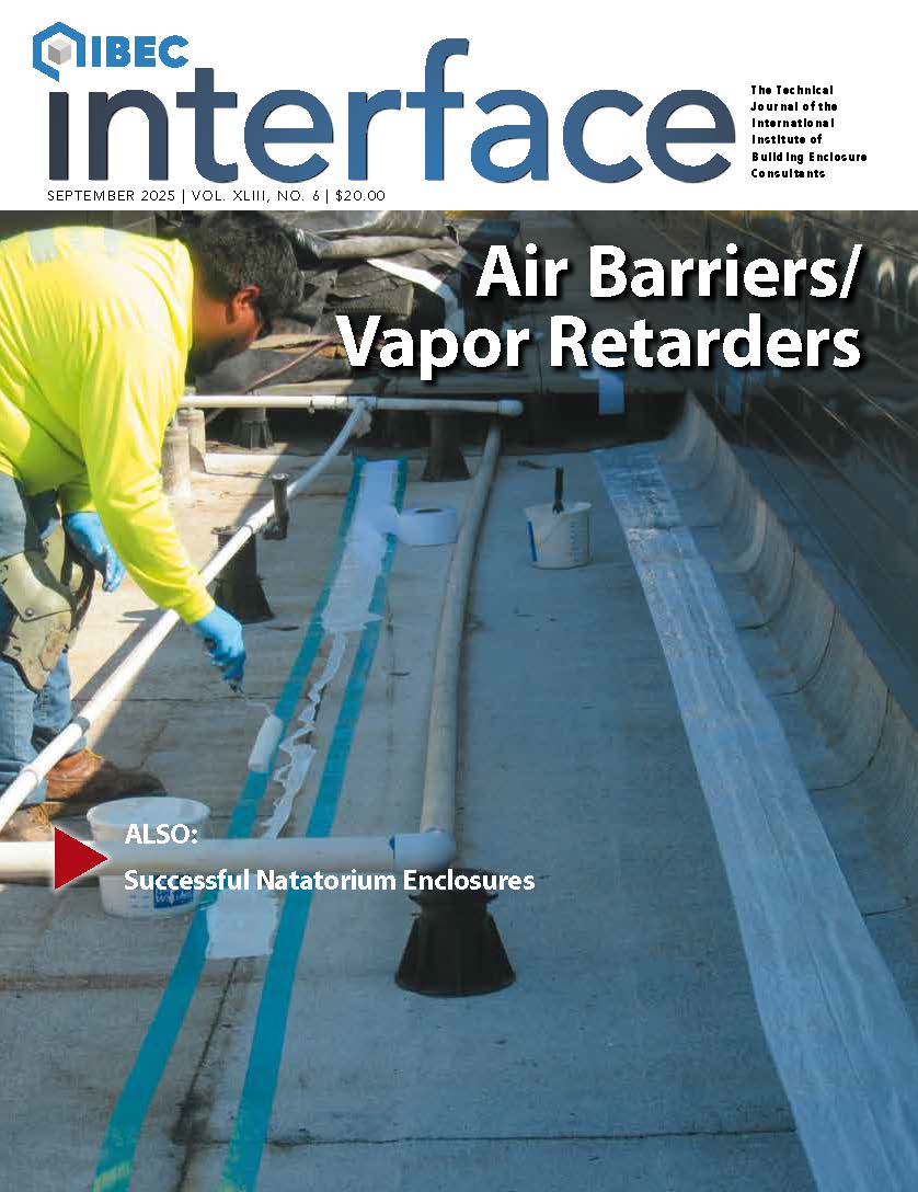 Cover of September 2025 IIBEC Interface, theme of Air Barriers/Vapor Retarders.