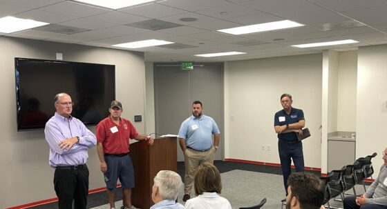 A shot of speakers at the September 2025 IIBEC Georgia Chapter shows, from left to right: Mark Graham, Pierce Ward, Wes Riemenschneider, and Chris Dawkins.