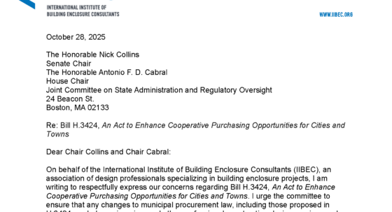 Cover of IIBEC advocacy letter regarding Bill H.3424.
