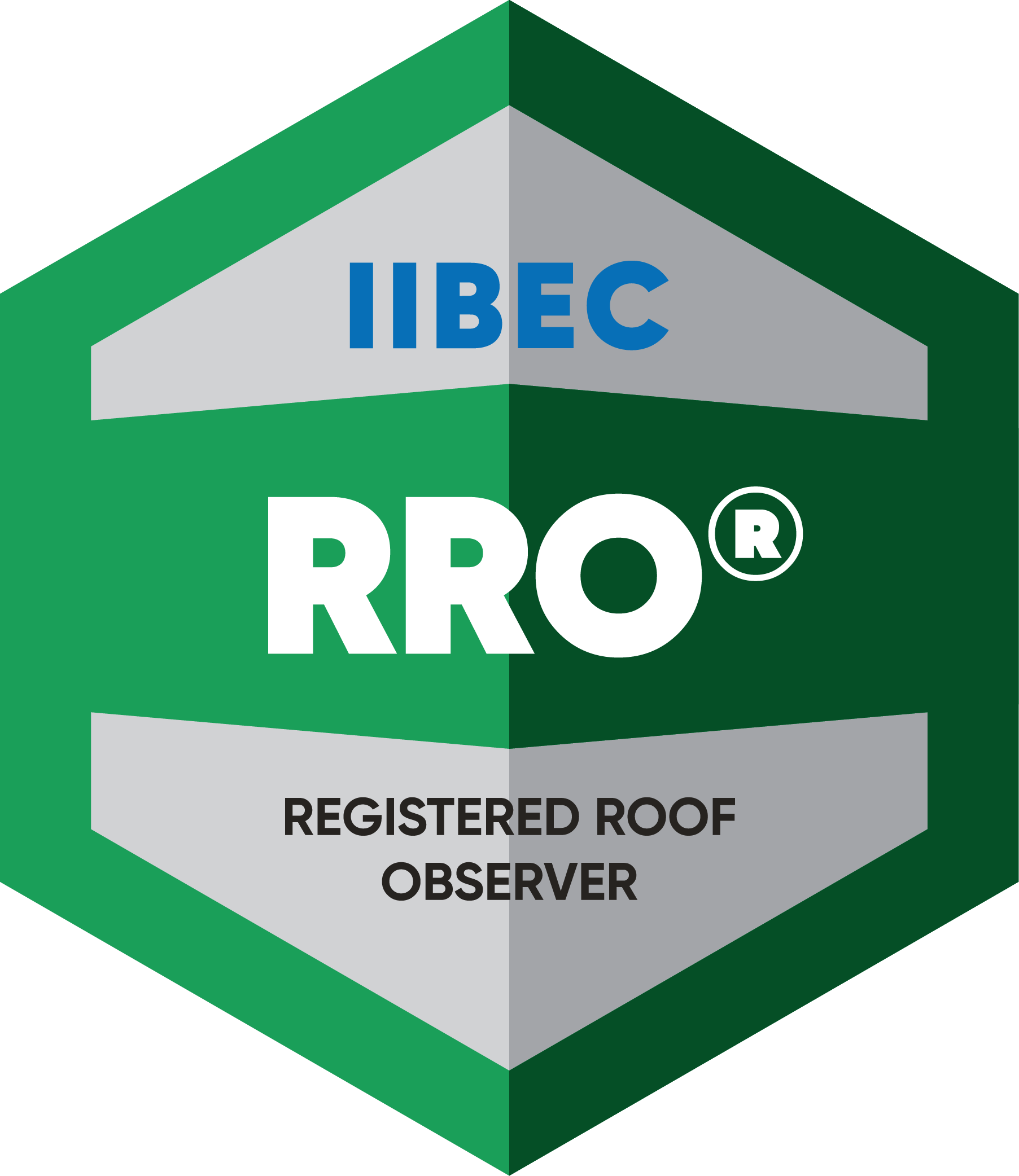 Green IIBEC Registered Roof Observer (RRO) badge.