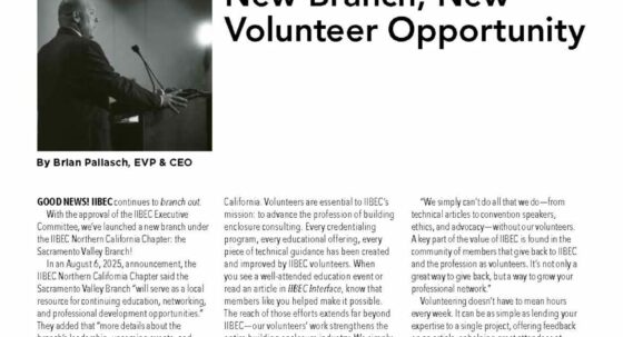 Cover of October 2025 IIBEC From the CEO column on IIBEC Sacramento Valley Branch.