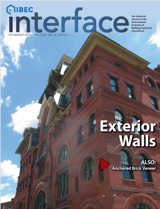Cover of November 2025 IIBEC Interface, theme of Exterior Walls.
